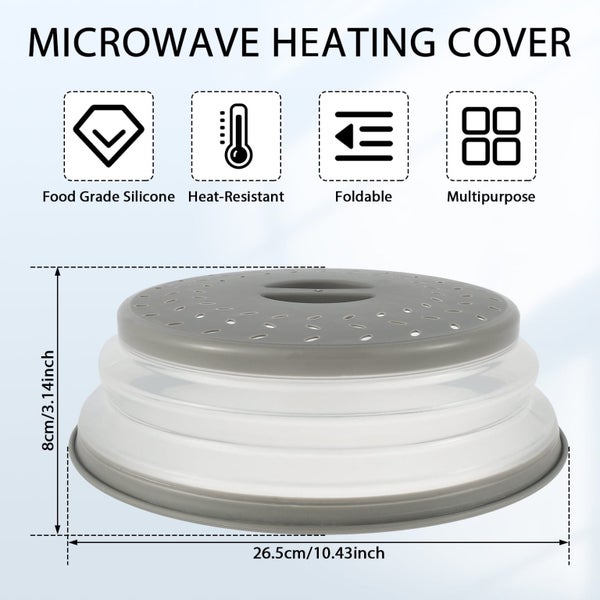10.5inch Collapsible Microwave Cover Splatter Guard & Colander Kitchen Gadget Carousel 2
