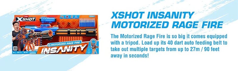 Zuru X-Shot Insanity S1 Motorised Rage Fire Gatling Soft Dart Gun **NEW IN BOX** Carousel 11