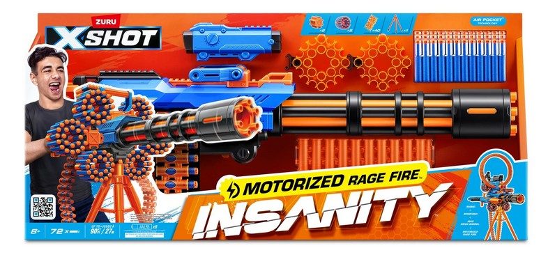 Zuru X-Shot Insanity S1 Motorised Rage Fire Gatling Soft Dart Gun **NEW IN BOX** Carousel 1