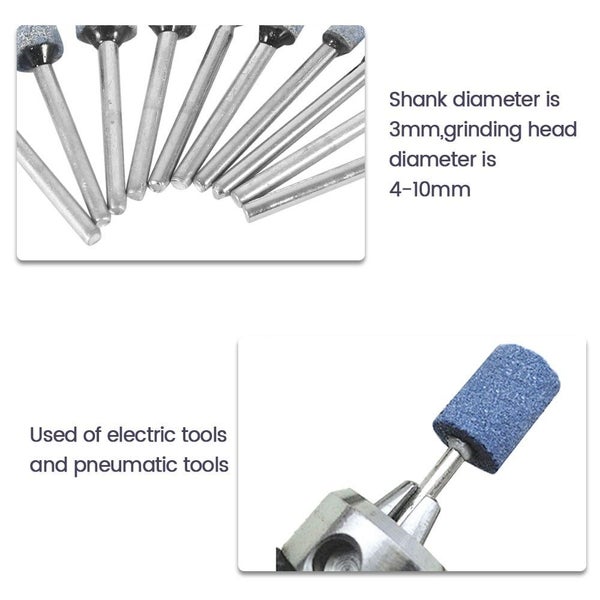 10PCS Mounted Points Grinding Wheel Head Kits Abrasive Stone Heads Polishing Carousel 11