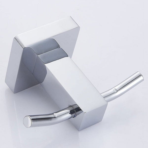Bath Robe Hook Solid Brass Wall Mounted Double Hooks Towel Holder Chrome Fini Carousel 2