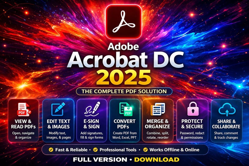 Acrobat DC PRO FULL Version For Lifetime EDIT, Convert, Compress PDF Carousel 1