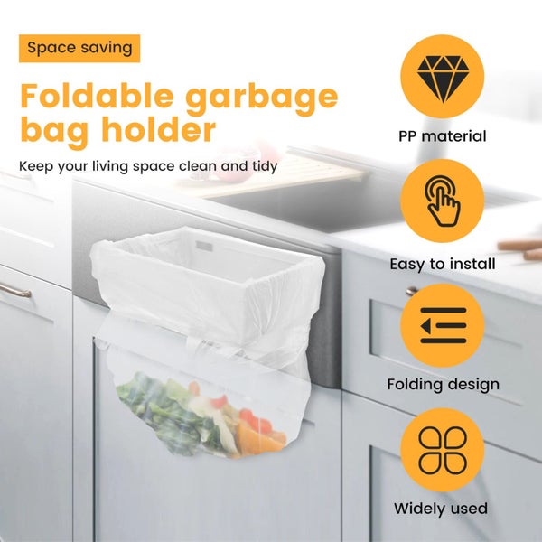 1pc Foldable Trash Bag Holder Wall-Mounted Garbage Bag Holder Hanging Garbage Carousel 2