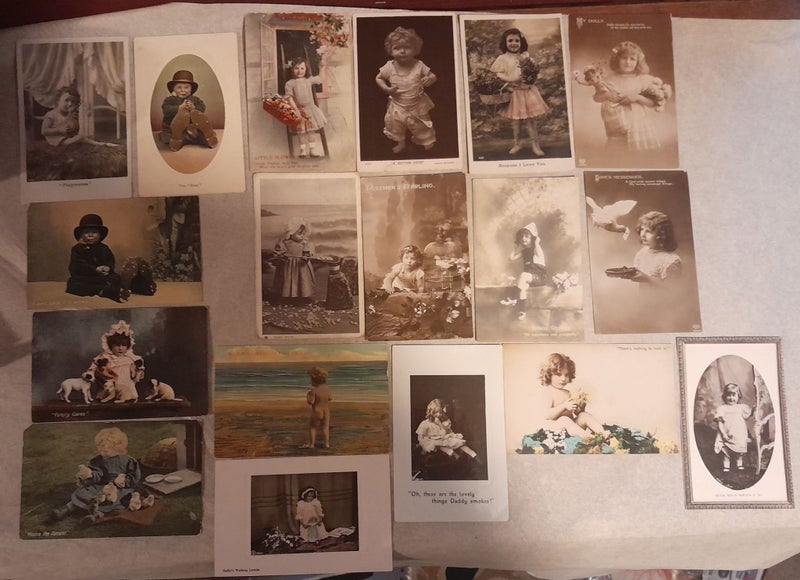 CHILD POSTCARDS INDIVIDUAL CHILDREN ON CARDS WITH TITLES. (18 ) LOT 5 Carousel 1
