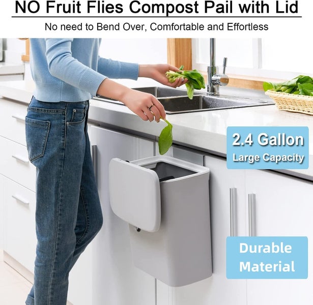 2.4 Gallon Kitchen Compost Bin for Counter Top, Under Sink Garbage Can, Hangi Carousel 2