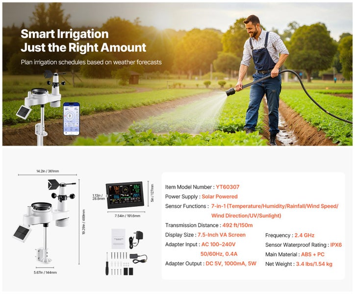 7-in-1 Wi-Fi Weather Station with Wireless Outdoor Sensor and VA Display Carousel 16