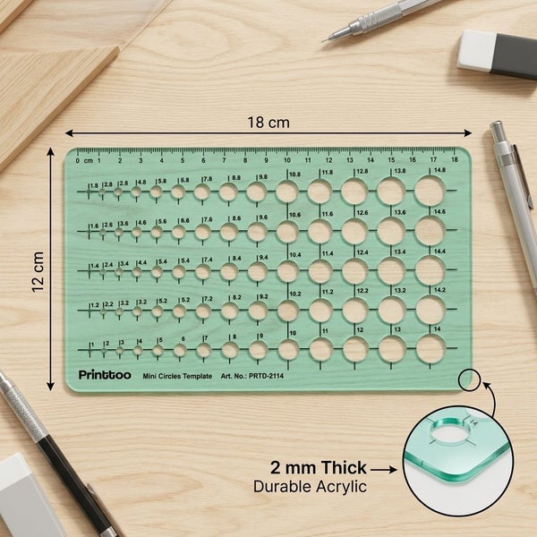 Printtoo Reusable Mini Circle Template Drawing Stencil with 70 Multi-Circles Carousel 2