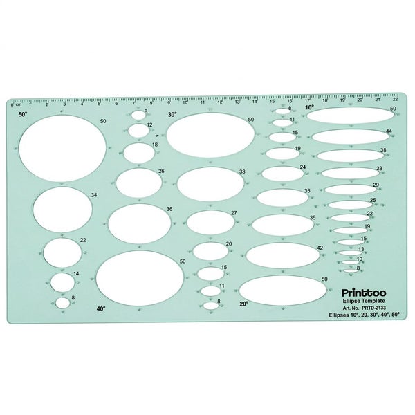 Printtoo Transparent Ellipse Template Stencil, 2mm Green Acrylic Geometry Carousel 1