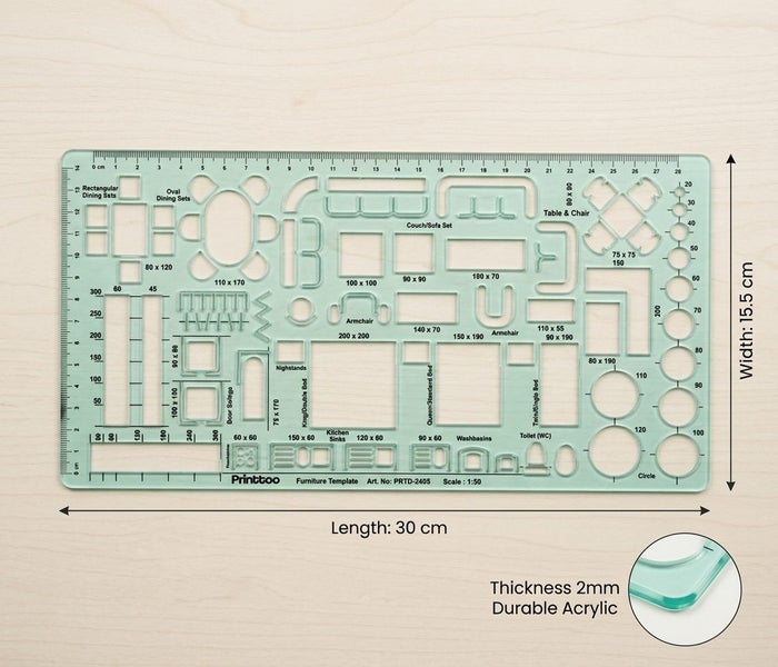 Printtoo Interior Design Furniture Template Stencil for House Plan Drafting Carousel 2
