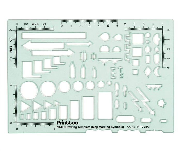 Printtoo NATO Drawing Template (Map Marking Symbols),Transparent Acrylic Stencil Carousel 1