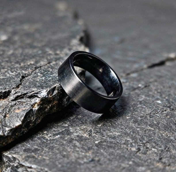Black Steel Band Ring 8mm XD2DC-1 Carousel 1