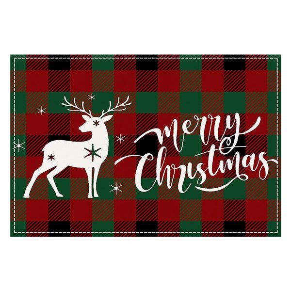 Christmas Placemats, 12x17.7 Inch White Merry Christmas Red Plaid Xmas Place Carousel 1
