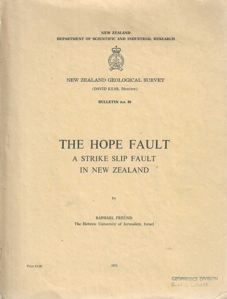 Hope Fault: A Strike Slip Fault in New Zealand. NZ Geol. Survey Bulletin, 86. Carousel 1