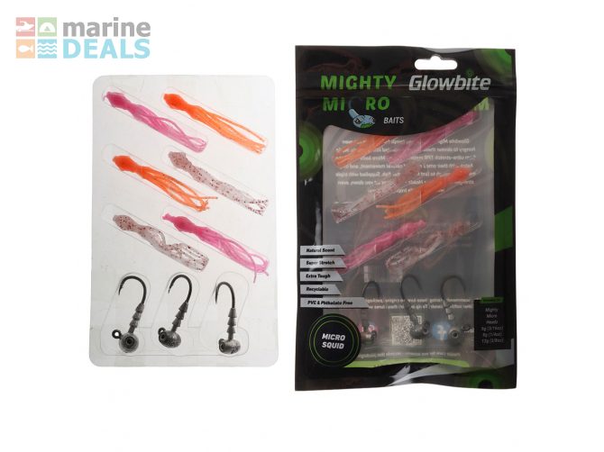 Glowbite Mighty Micro Squid Soft Bait Pack Carousel 1