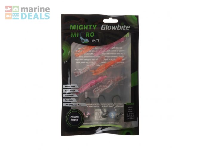 Glowbite Mighty Micro Squid Soft Bait Pack Carousel 2