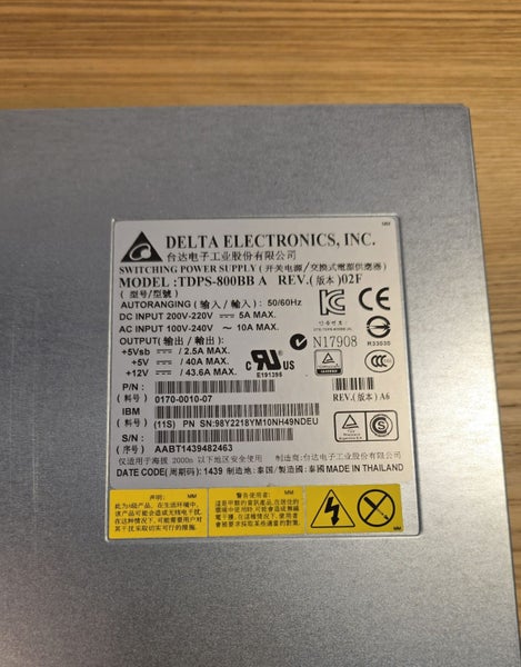 IBM V5000 V3500 V3700 Power Supply 98y2218 00WK807 TDPS-800BB A Carousel 4