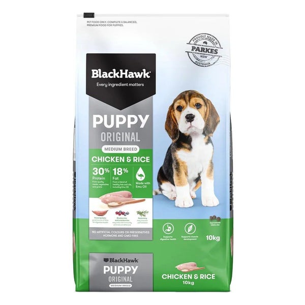 Black Hawk Puppy Food - Medium Breed Chicken & Rice | 10kg Carousel 1