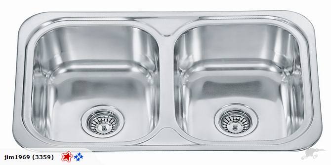 Top Mount Double Bowl Kitchen Sink 765x480mm Carousel 1