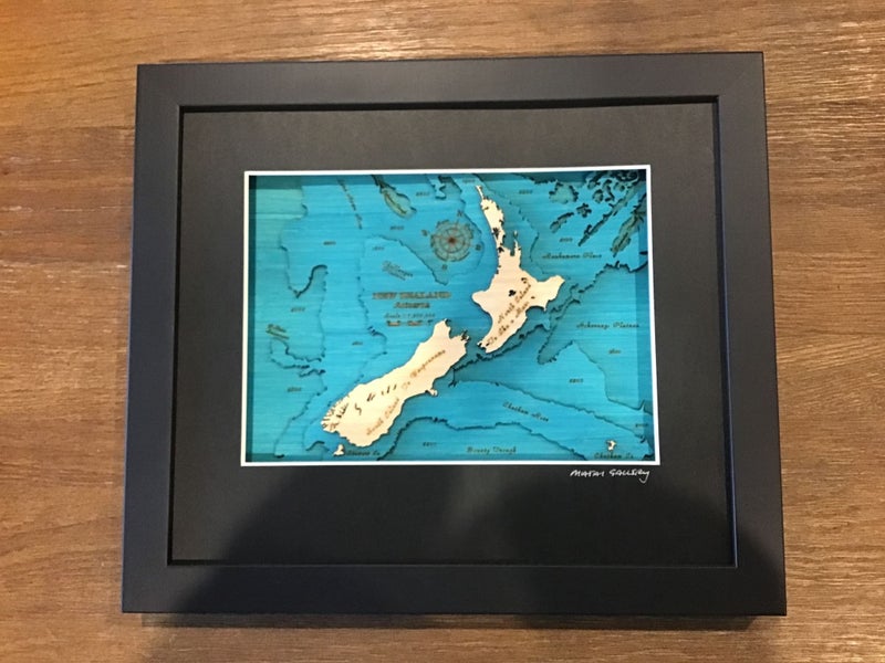 Matai Gallery New Zealand Art Map : Handmade with Black Frame UNWANTED GIFT Carousel 1