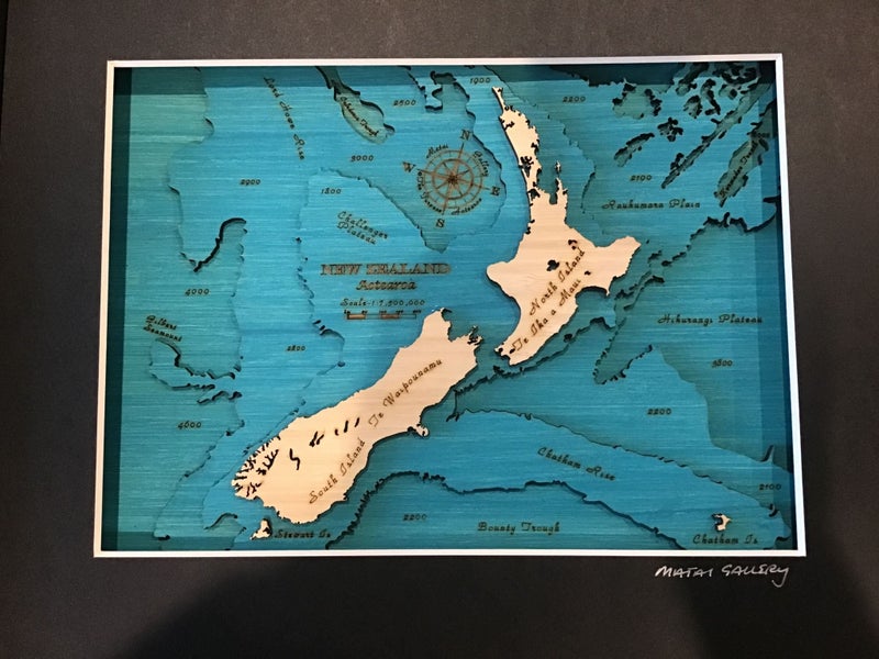 Matai Gallery New Zealand Art Map : Handmade with Black Frame UNWANTED GIFT Carousel 2