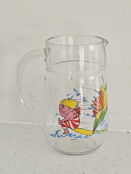 Retro French Glass Jug Beach Windsurfing Design 18cm Vintage Carousel 1