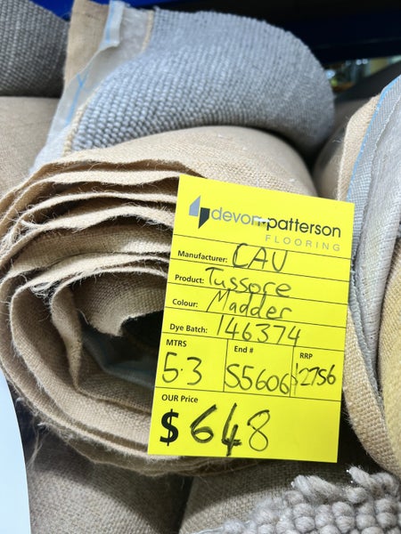 5.3m x 3.6m Carpet End - Tussore "Madder" Bremworth 52oz 100% Wool SRP $2756