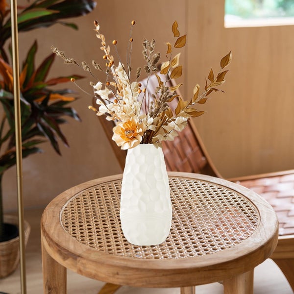 Unbreakable Vase for Flowers,Ceramic Look Plastic Vase for Home Decor,Living Carousel 6