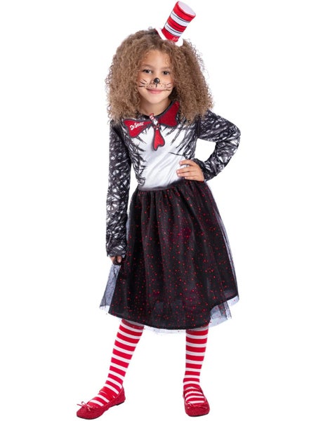 Dr Seuss Cat In The Hat Costume Dress for Girls Carousel 1