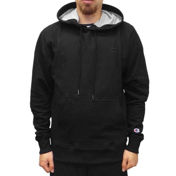 Mens Champion Black Powerblend Fleece Hoodie Carousel 1
