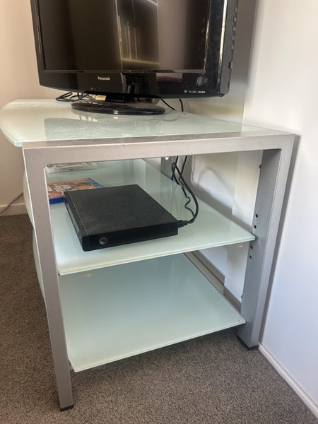 glass tv cabinet with two shelves Carousel 3
