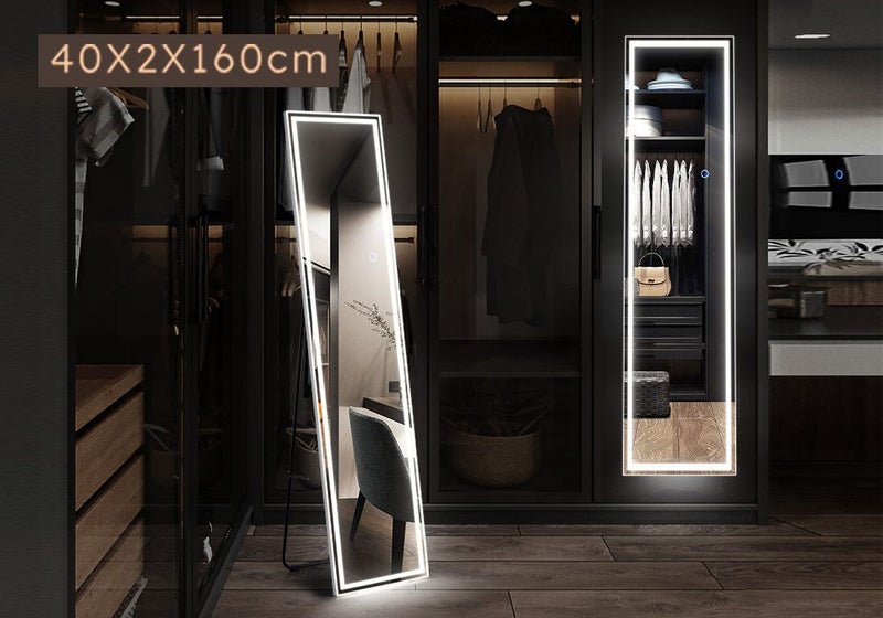 LED Light Full Length Floor Mirror Free Standing Wall Hanging Hallway Carousel 2