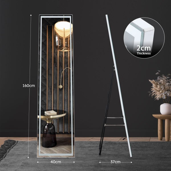 LED Light Full Length Floor Mirror Free Standing Wall Hanging Hallway Carousel 15