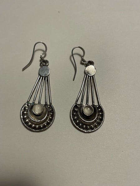 Sterling and pearlescent stone earrings Carousel 1