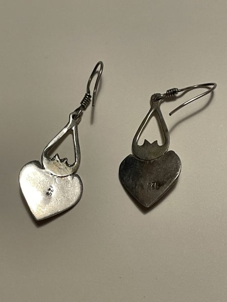 Sterling and purple pearlescent earrings Carousel 2