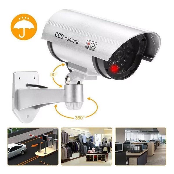 2PCS Power Dummy Fake Security CCTV Camera Flash LED Light Outdoor Surveillance Carousel 1
