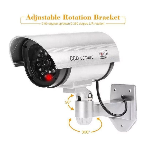 2PCS Power Dummy Fake Security CCTV Camera Flash LED Light Outdoor Surveillance Carousel 2