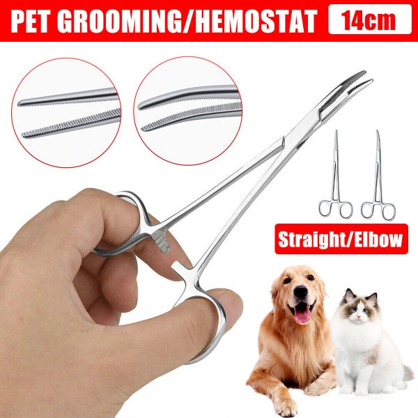 14cm Pets Grooming Ear Hair Puller Curved Locking Tweezer Hemostat Forcep Carousel 1