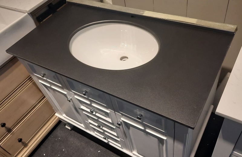 CLEARANCE 0Salome Single Vanity W100cm - Black Engineered Stone Top *Floor Model Carousel 2