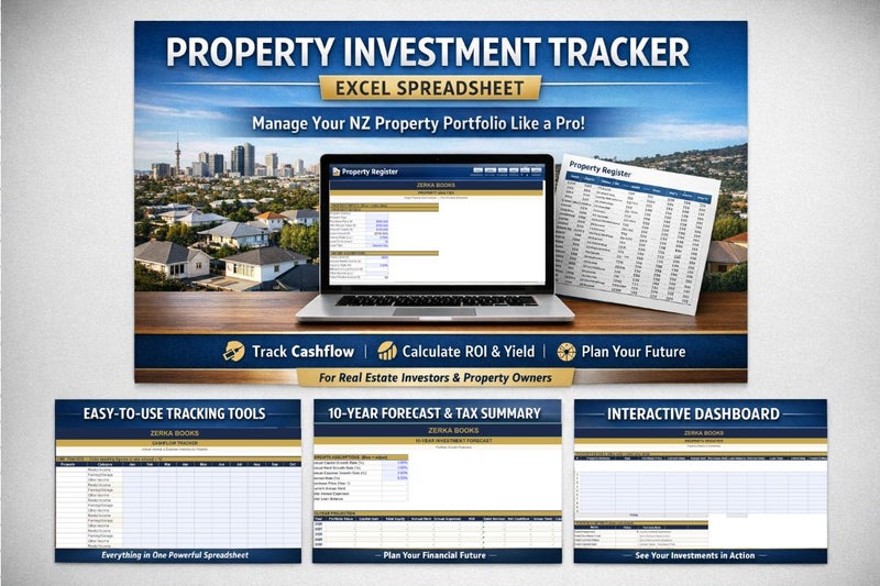 Zerka Books Property Investment Tracker - Spreadsheet Excel / Google sheets Carousel 1