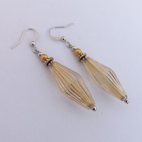 Yellow & Gold Handmade Acrylic Bead Earrings (Made in NZ) Carousel 1