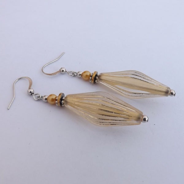 Yellow & Gold Handmade Acrylic Bead Earrings (Made in NZ) Carousel 2