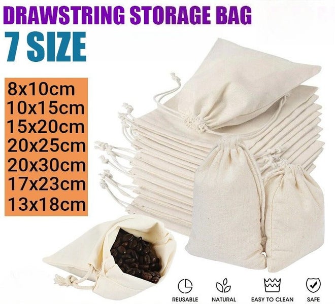 10PCS Drawstring Storage Bags Cotton Calico Bags Tote snack Gift Bags Bulk Carousel 1