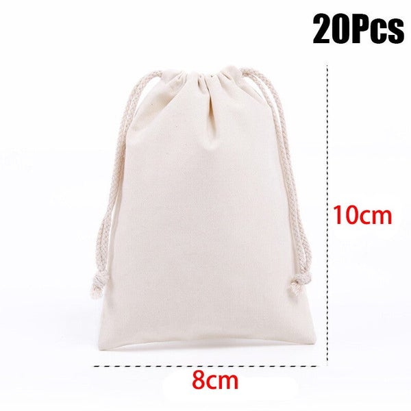 10PCS Drawstring Storage Bags Cotton Calico Bags Tote snack Gift Bags Bulk Carousel 20