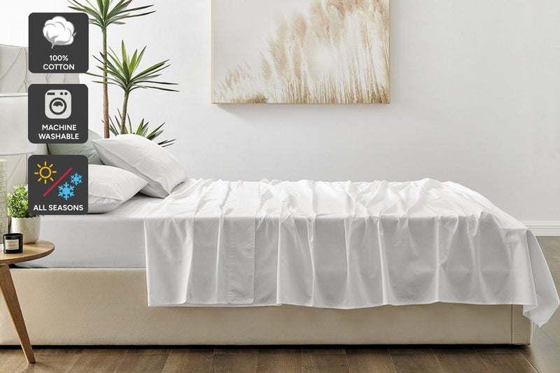 Brosa 500TC Cotton Sateen Bed Sheet Set (White, Queen) Carousel 1