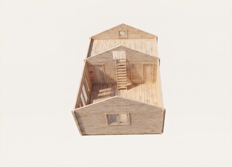 European NATURALLY WARM 30m2 FAMILY KITSET CABIN WITH LOFT Carousel 2