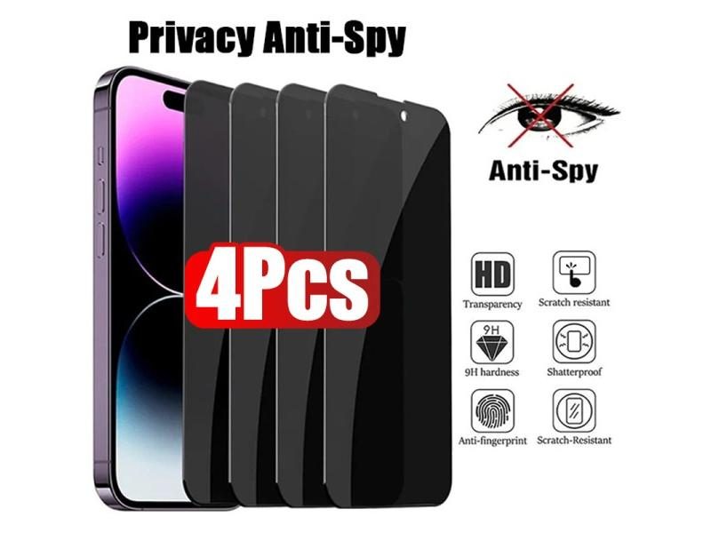 4pcs IPhone 11-17 PRO MAX Tempered Glass Anti Spy Screen Protector Carousel 1