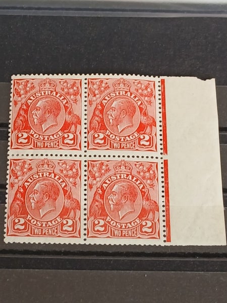AUSTRALIA KGV 2d Red (Blk of 4) M Carousel 1