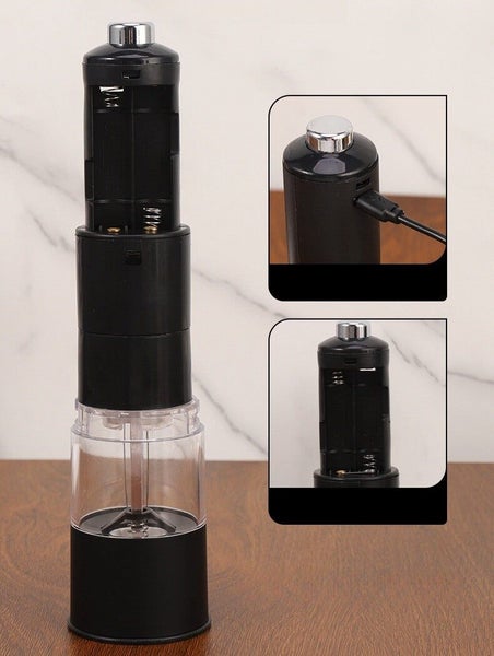 2PCS Electric Salt and Pepper Mill Grinder Set Shaker Automatic Battery Operated Carousel 10