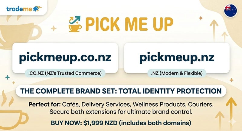 Premium Brand Package: pickmeup.co.nz & pickmeup.nz Carousel 1