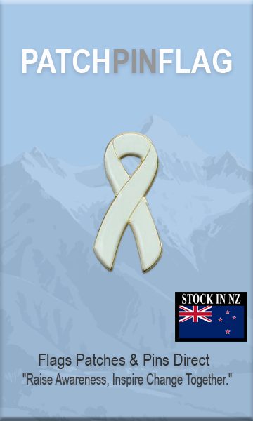 White Awareness Ribbon Badge Pin Choose Carousel 1